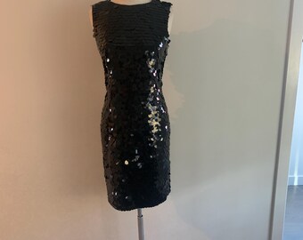 Black Tie- by He-Ro Industries- Black palliette sheath style cocktail dress-Size 8