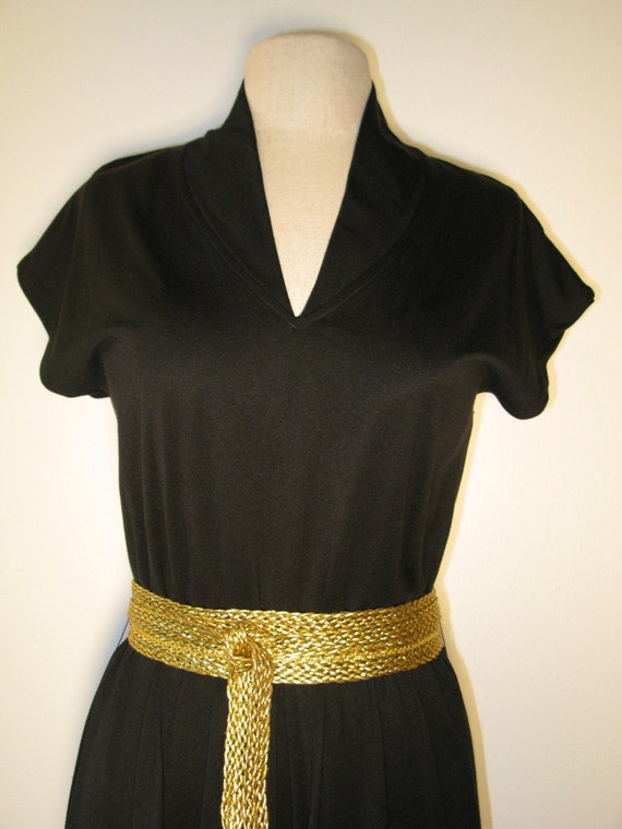 Clovis Ruffin Vintage 70s Blk Knit Dress-Size M