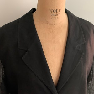 Louis Feraud Black Linen Blazer with Mesh Sleeves-Size M/L 14 image 4