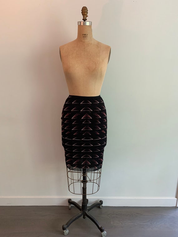 Vivienne Tam graphic printed mesh lined skirt