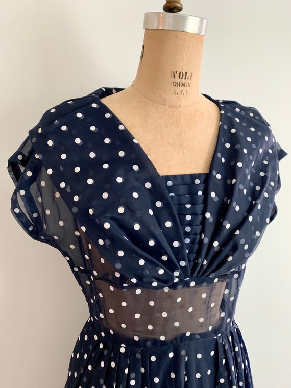 1950s iconic organza polka dot swing dress-size 6… - image 4