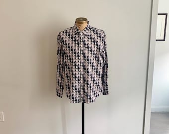 Ben Sherman 2004 yellow submarine Beatles print ls button front shirt-size XL