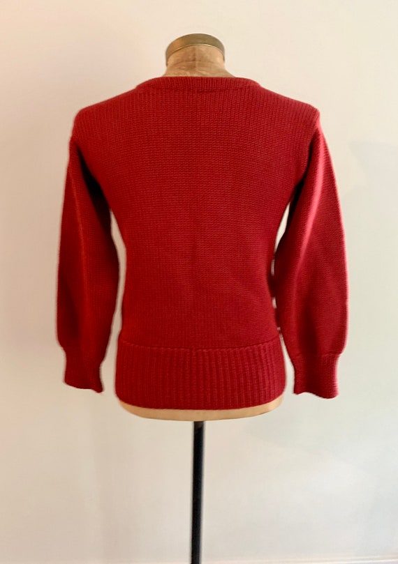 Vintage 1930s/40s red wool letter R sweater-size … - image 4