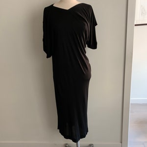 Stunning Jean Muir Black Rayon Jersey Knit Asymmetrical Dress-Size 10 US image 4