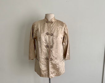 Champagne colored Chinese Embroidered silk jacket for the Blum Store-size 8 (marked 10)