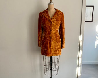 1970s marigold crushed velvet blazer-size S/M