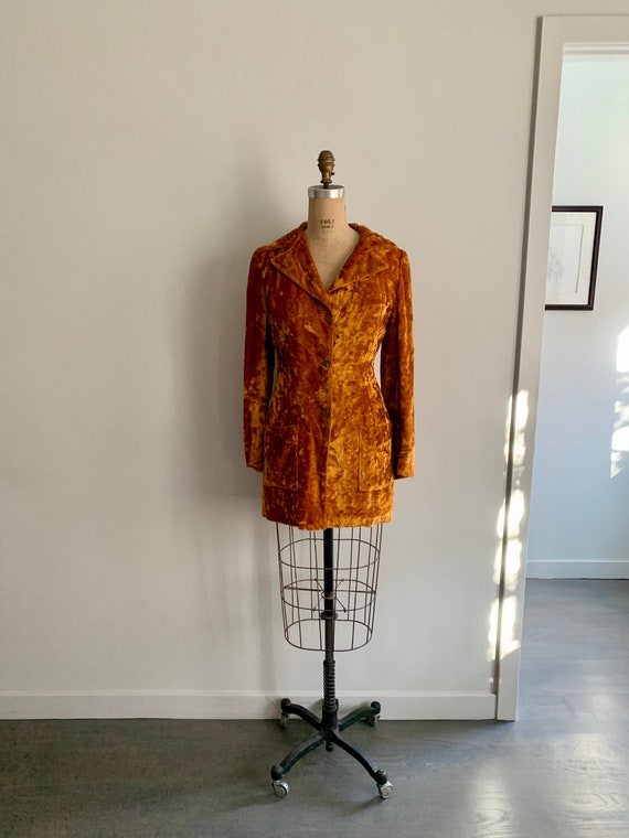 1970s marigold crushed velvet blazer-size S/M
