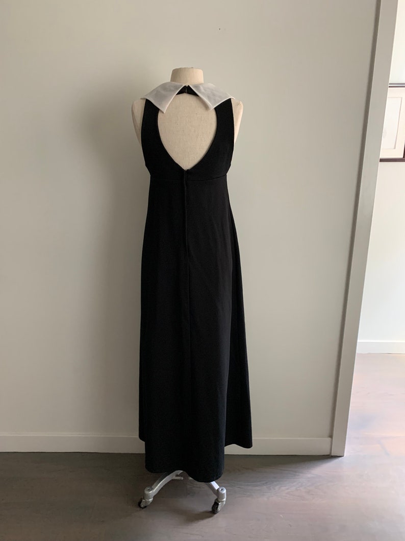 Junior Vogues 70s black disco maxi dress w/organza collar-Size XS/S image 7