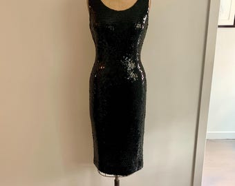 McMullen black sequin/wool stretch sheath dress-Size S/M