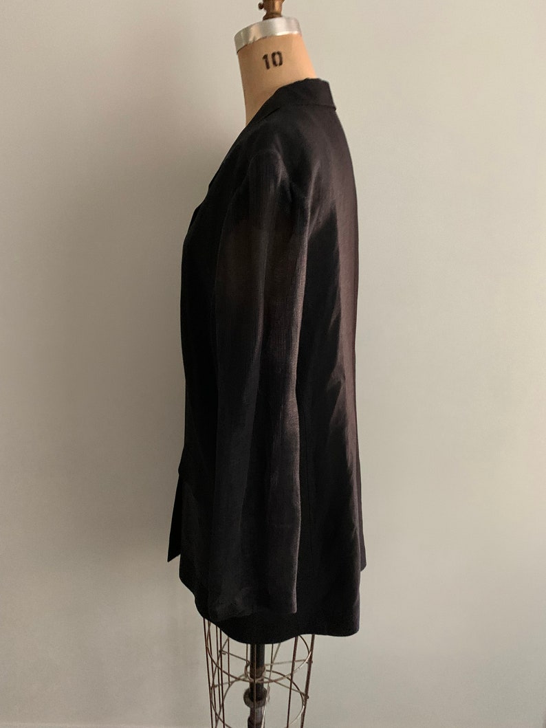 Louis Feraud Black Linen Blazer with Mesh Sleeves-Size M/L 14 image 5