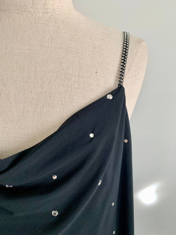 1980s flapper inspired black poly rhinestone cock… - image 4
