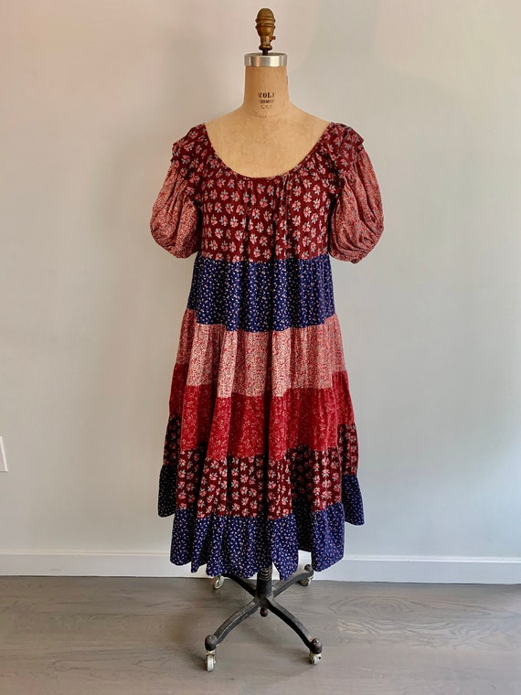 Beautiful Boho 1970s tiered floral dress