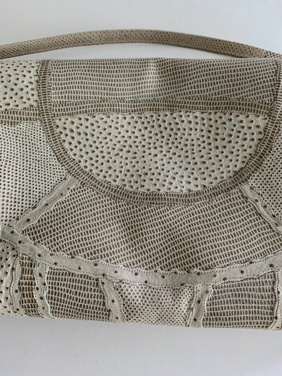 Carlos Falchi pressed leather patchwork envelope … - image 5