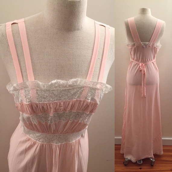 Styled by Josie pink rayon 1970s lingerie gown