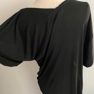 Stunning Jean Muir Black Rayon Jersey Knit Asymmetrical Dress-Size 10 US image 7