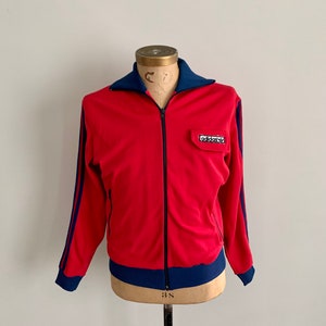 1980s vintage red and blue Adidas track jacket with hood-size M image 2