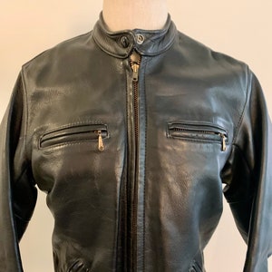 Bates made in California vintage womens motocross black leather jacket-size S/M image 5