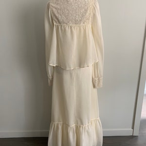 Romantic Cream 1970s long strappy dress with jacket image 8