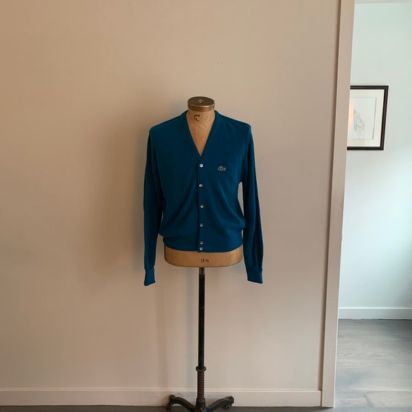 1980s/90s men’s vintage izod peacock blue golf sweater-size M