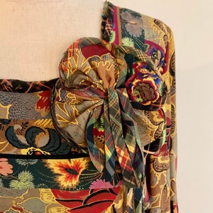 Beautiful Oscar de la Renta vintage 1980s fall floral patchwork print silk blouse-size 6 Bild 8