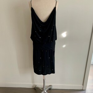 1980s flapper inspired black poly rhinestone cocktail dress-size M image 6