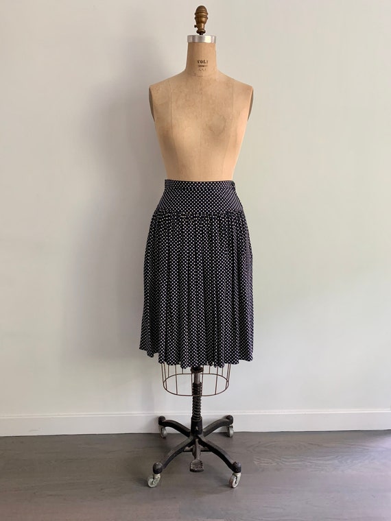 Valentino Miss V silk pleated polka dot skirt - image 1