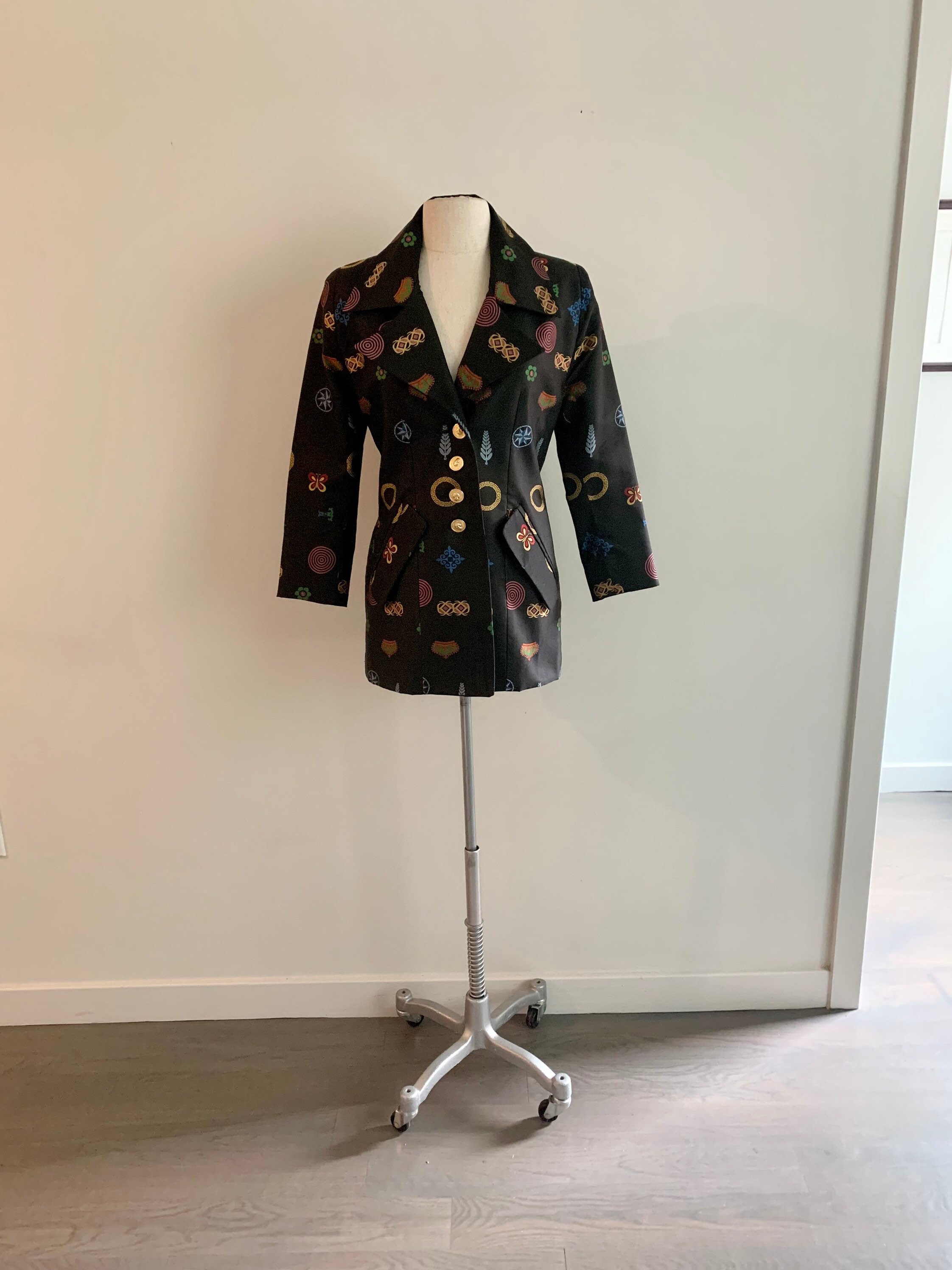Todd Oldham 1990s Silk Brocade Blazer W/ Harlequin Lining