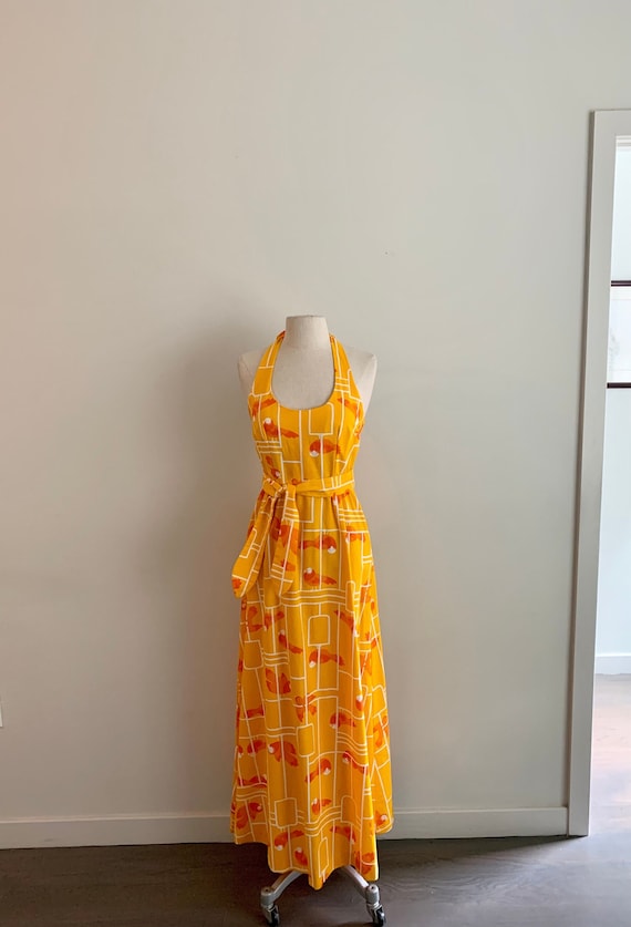 Malia Honolulu vibrant halter maxi Beach dress-size XS