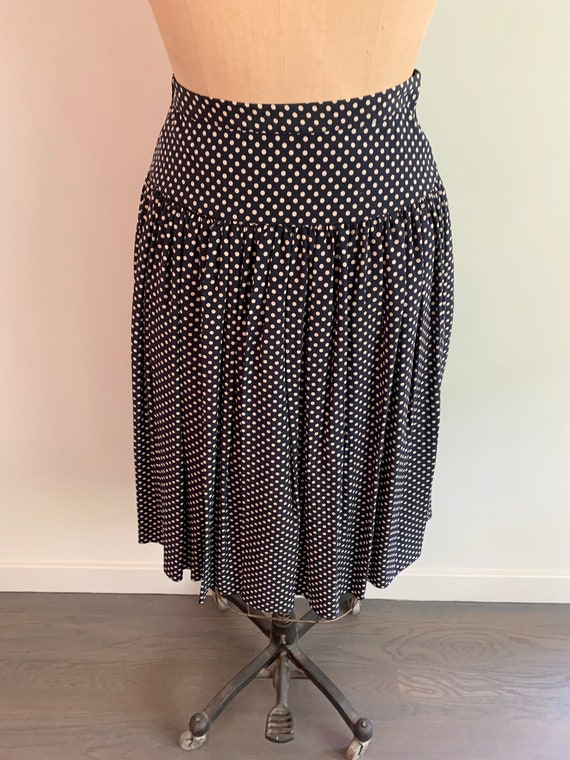 Valentino Miss V silk pleated polka dot skirt - image 3