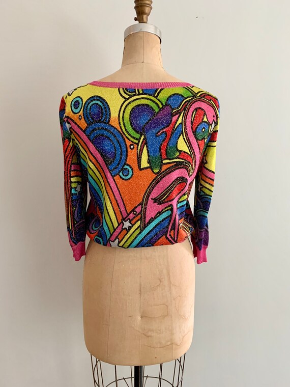 John Galliano vintage y2k lurex knit flamingo gra… - image 7