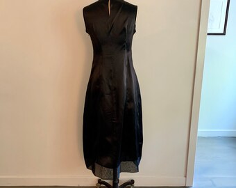 chinese dress ladies DKNY Long Sleeve Tie Neck Pleated Shift Dress,Black, 2 at Amazon Women's  Clothing store main image 1