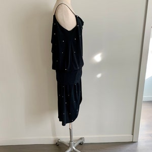 1980s flapper inspired black poly rhinestone cocktail dress-size M image 5