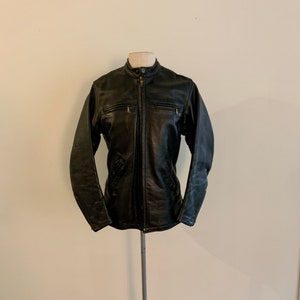 Bates made in California vintage womens motocross black leather jacket-size S/M image 1