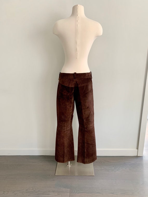 Vintage 1970s brown suede hip hugger flares-size 7 - image 6