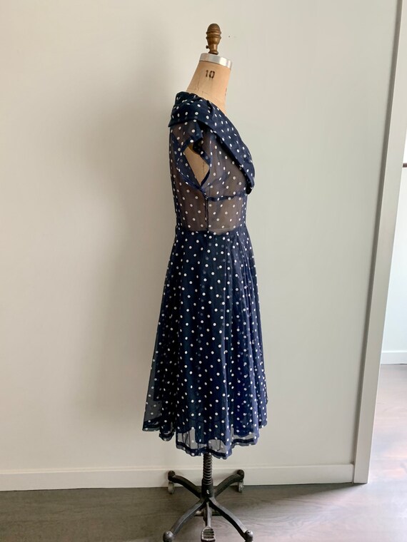 1950s iconic organza polka dot swing dress-size 6… - image 6
