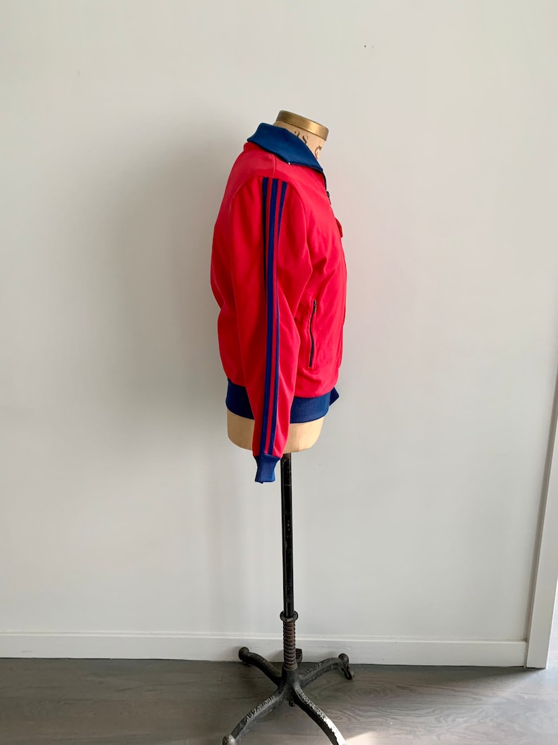 1980s vintage red and blue Adidas track jacket with hood-size M image 4