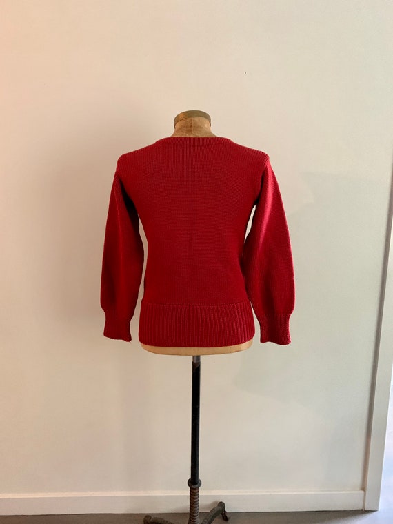 Vintage 1930s/40s red wool letter R sweater-size … - image 5