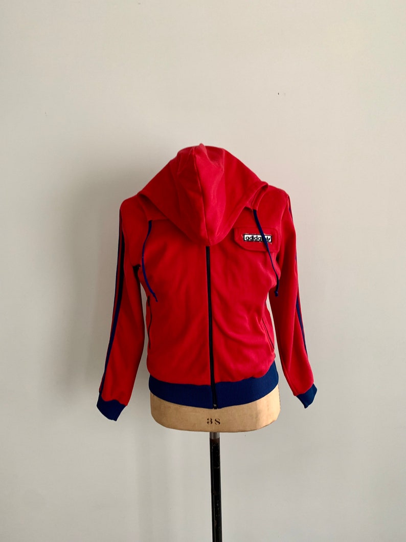 1980s vintage red and blue Adidas track jacket with hood-size M image 7