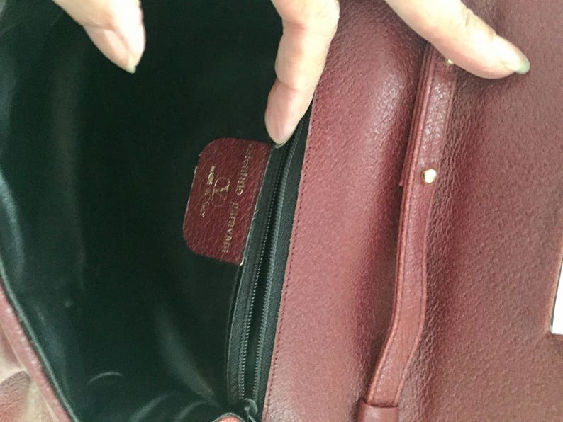 Vintage Valentino Garavani crossbody red leather bag with oxblood snake flap image 3