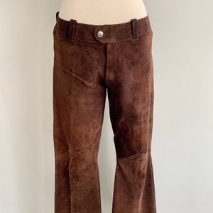 Vintage 1970s brown suede hip hugger flares-size 7 image 1