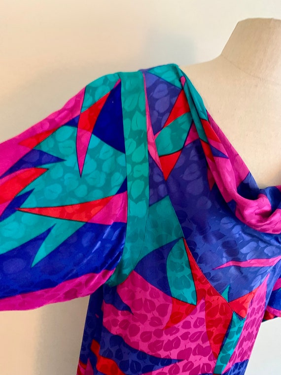 Flora Kung-bright abstract print damask silk ls dress-size 4 View 4