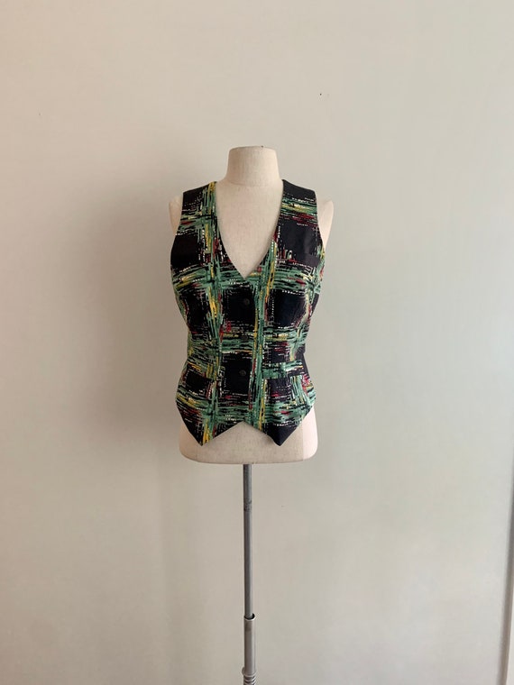 Todd Oldham vintage 90s plaid print vest-size S View 2