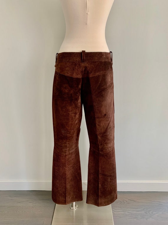 Vintage 1970s brown suede hip hugger flares-size 7 - image 4