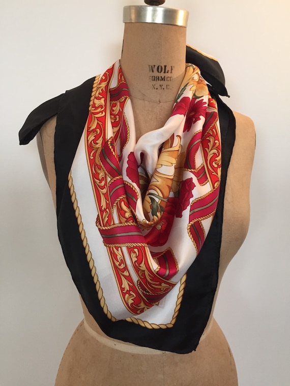 Beautiful floral silk scarf made in Germany - image 3