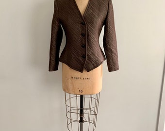 Saint Laurent rive gauche vintage 1990s brown silk evening jacket-size S/M (fr44)