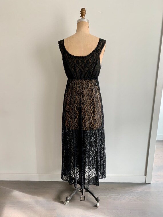 Lovely long black lace lingerie gown with peek a … - image 5
