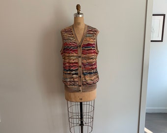 Missoni vintage cotton blend tan tones sweater vest-size L