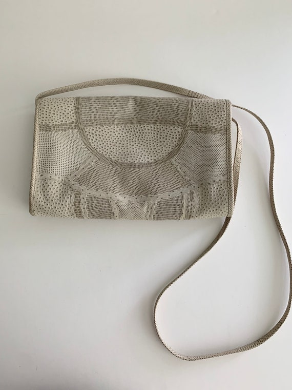 Carlos Falchi pressed leather patchwork envelope … - image 4