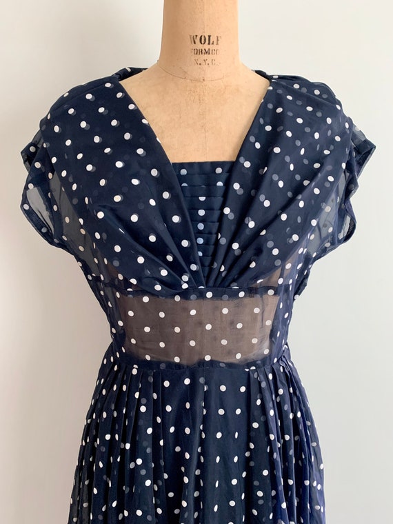 1950s iconic organza polka dot swing dress-size 6… - image 3