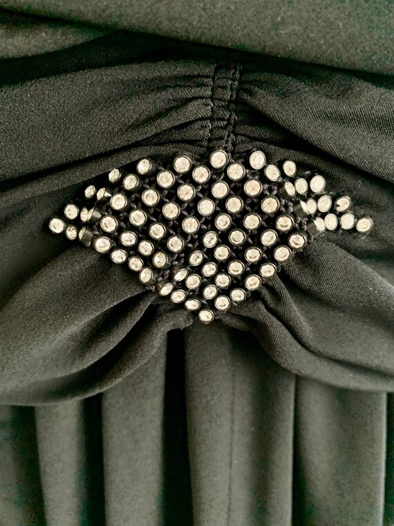 1980s flapper inspired black poly rhinestone cock… - image 8